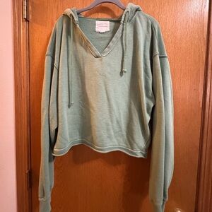 American Eagle Outfitters Sage Green V-Neck Hoodie XL